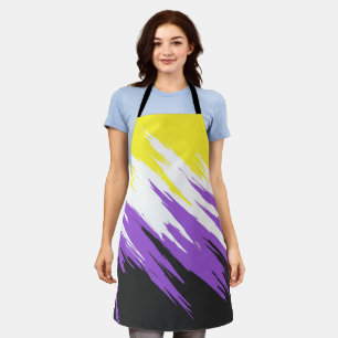 Tablier Drapeau de fierté non binaire funky grunge zigzag 