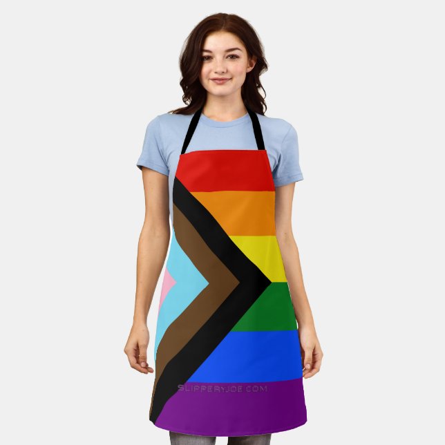 Tablier Drapeau de fierté Progress Pride de SlipperyJoe si (Porté)