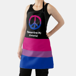 Tablier Drapeau de la fierté Bi et signe de paix avec un t