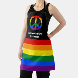 Tablier Drapeau de la fierté LGBT et signe de paix avec u