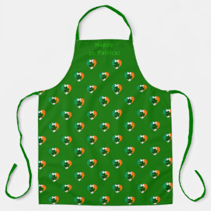 Tablier Drapeau de l'Irlande Coeurs avec Shamrock St. Patr