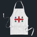 Tablier Drapeau de Montréal, Québec Adulte Apron<br><div class="desc">Apron avec le drapeau de Montréal,  la ville la plus peuplée de la province de Québec,  Canada. Drapeau blanc avec croix rouge,  pin blanc,  fleur de lys bleu,  rose rouge de Lancaster,  shamrock et chardon</div>