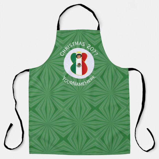 Tablier Drapeau de Noël ange mexicain personnalisé (Recto)