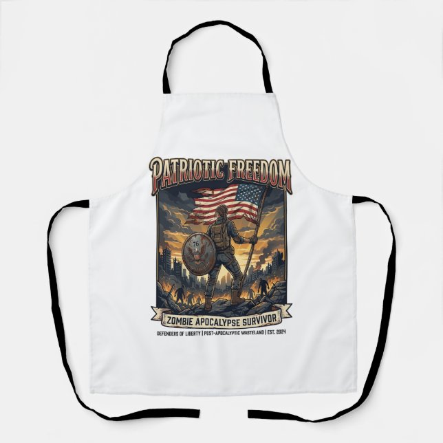 Tablier Drapeau de rouille patriotique Survivant Apocalyps (Recto)