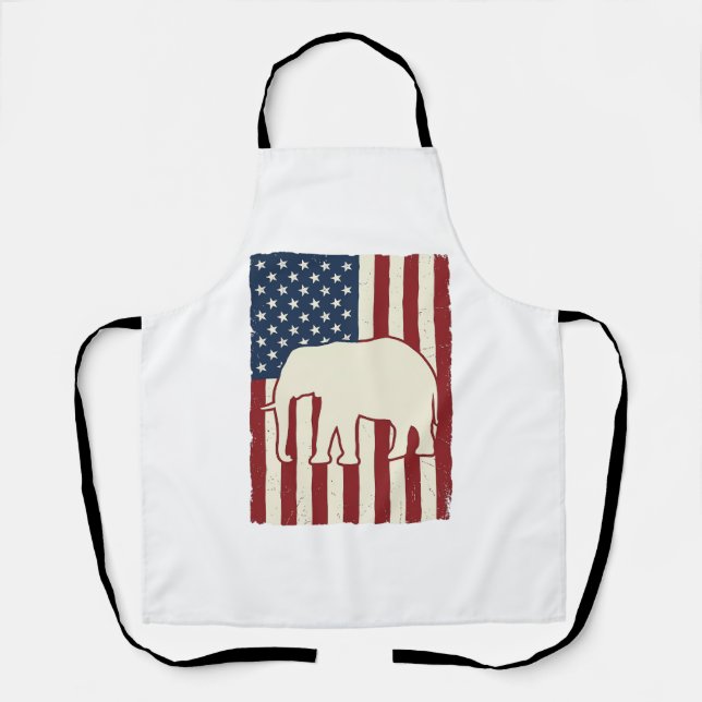 Tablier Drapeau d'éléphant patriotique Conception de vecte (Recto)