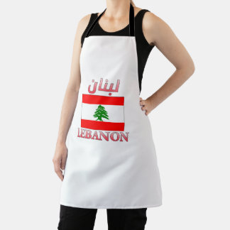 Tablier Drapeau du Liban Liban WordArt arabe et anglais Co
