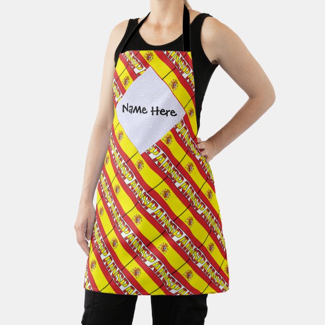 Tablier Drapeau espagnol d'Espagne en mosaïque avec nom pe (Insitu)