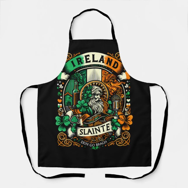 Tablier Drapeau irlandais Saint Patricks Day Slainte (Recto)