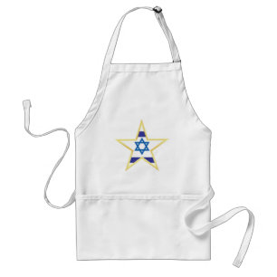 Tablier Drapeau israélien Étoile de David Bordure Dorée