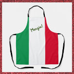Tablier Drapeau italien de Mangia<br><div class="desc">Amusez-vous dans la cuisine avec ce tablier à thème italien qui dit Mangia (mangez !). Couleurs rouge blanc et vert du drapeau italien</div>