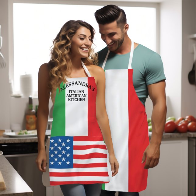 Tablier Drapeau italien en gras (Italian-American Flags Apron
Flag of Italy- American Flag
Personalized Apron)