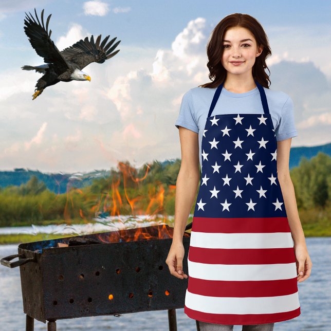 Tablier Drapeau patriotique USA étoiles et rayures (Patriotic USA Flag Apron)