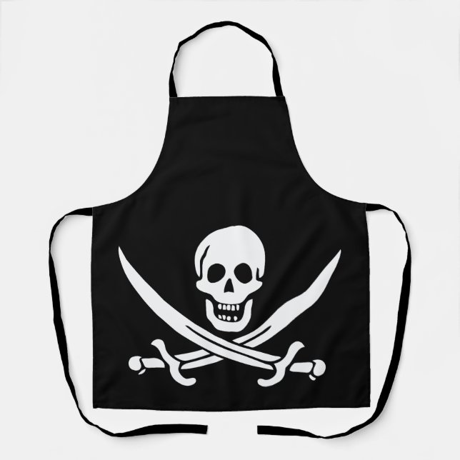 Tablier Drapeau pirate crâne épées croisées (Recto)