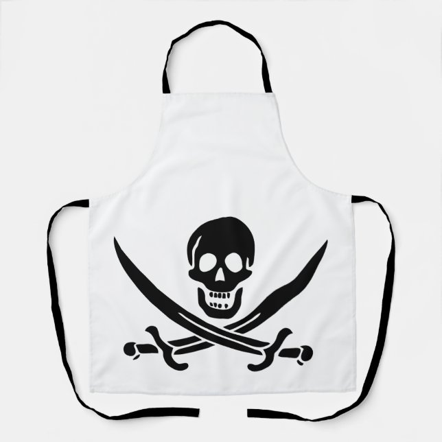 Tablier Drapeau pirate crâne épées croisées (Recto)