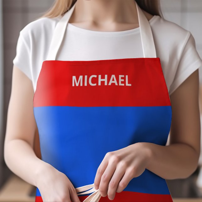 Tablier Drapeau rouge blanc et bleu Porto Rico avec nom (Puerto Rico Flag Apron in Red, White, and Blue with Any Name)