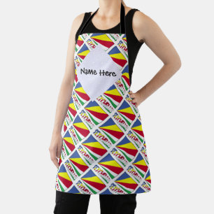 Tablier Drapeau Seychellois Seychelles Carreaux Noir Perso