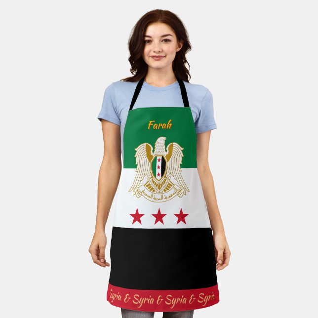Tablier Drapeau Syrien, cuisine des Chefs de Syrie (Porté)