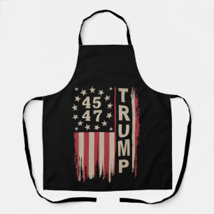 Tablier Drapeau Trump 45 47 Vintage Rétro Amérique USA