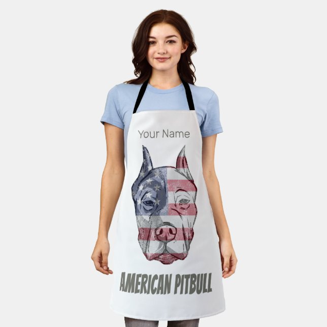 Tablier Drapeau Vintage américain Pitbull Terrier Bully Ch (Porté)