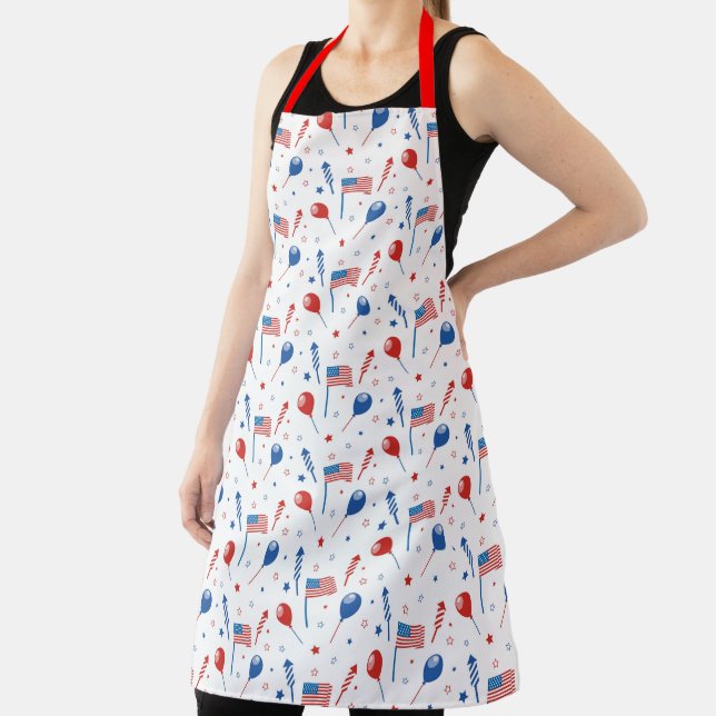 Tablier Drapeaux Fusées ballons et étoiles 4 juillet Apron (Insitu)