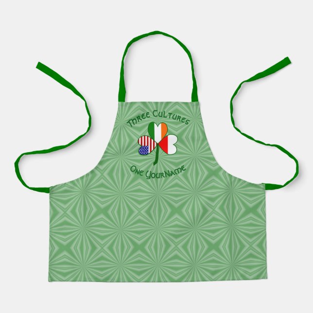 Tablier Drapeaux irlandais américains de Pologne Shamrock  (Recto)