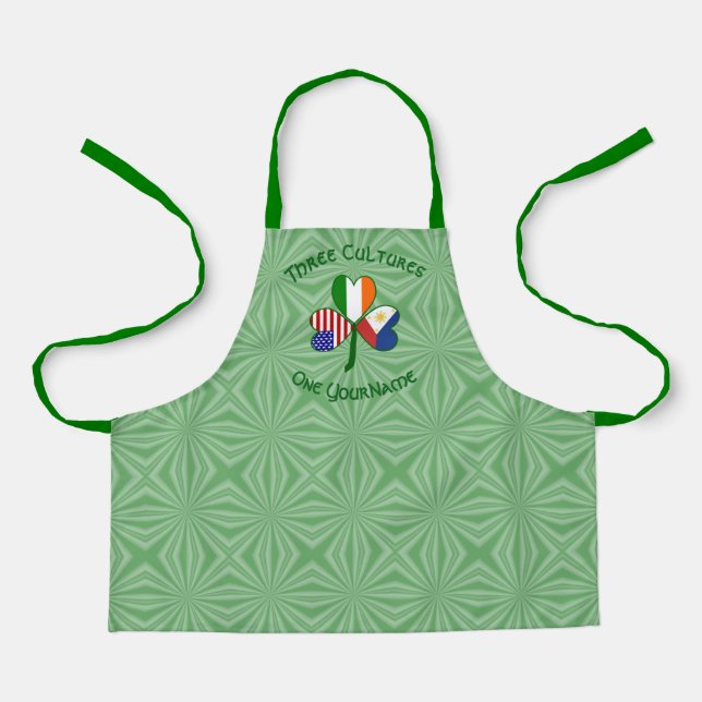 Tablier Drapeaux philippins irlandais américains Trèfle po (Recto)