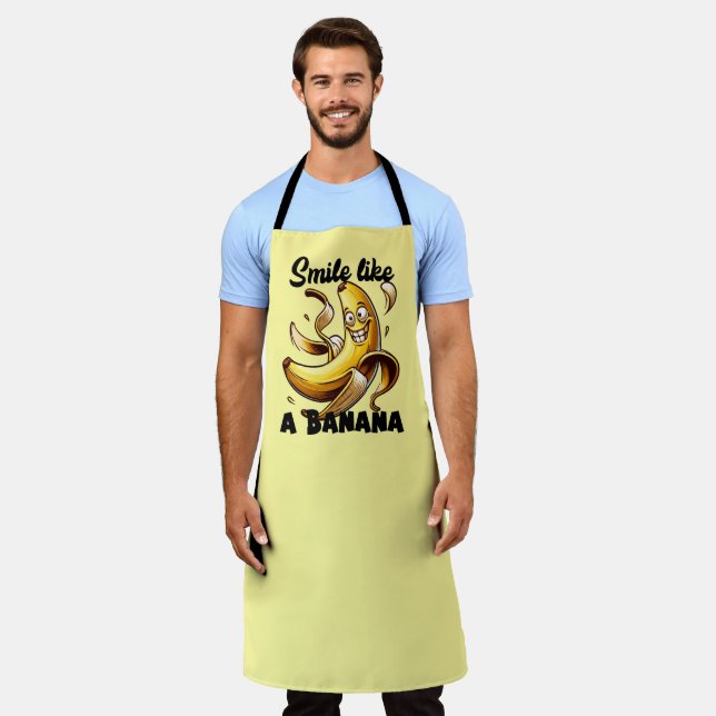 Tablier Drôle banane punny smile mot art (Porté)