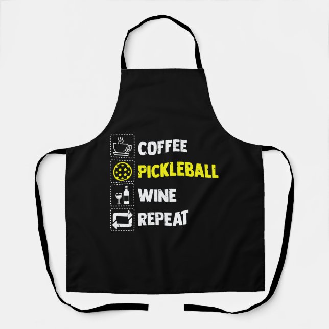 Tablier Drôle café Pickleball Wine Repeate (Recto)