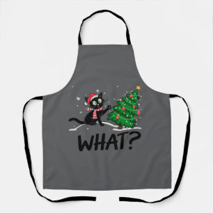 Tablier Drôle Chat Noir Poussant Arbre De Noël Chat Quoi ?