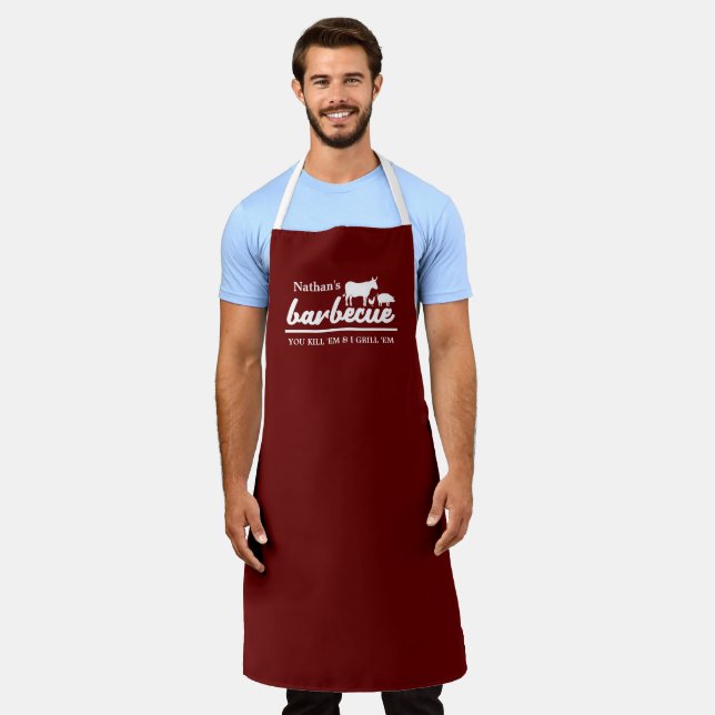 Tablier Drôle Chef Barbecue Personnalisé (Porté)