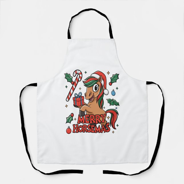 Tablier Drôle Cheval Joyeux Horsemas (Recto)