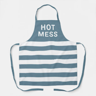 Tablier Drôle Citation de mess Hot Bleu Blanc rayé Cuisi