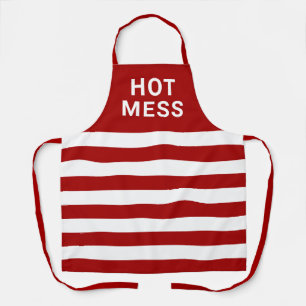 Tablier Drôle Citation de mess Hot Rouge Blanc rayé Cuis