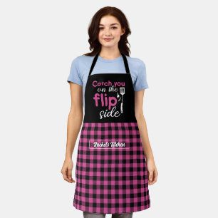 Tablier Drôle Cuisine Pun Flip Côté Noir Rose Plaid