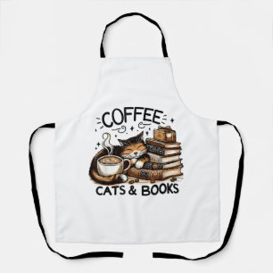Tablier Drôle Cute Coffee Cats Livres Lover Idea Cadeau Fe