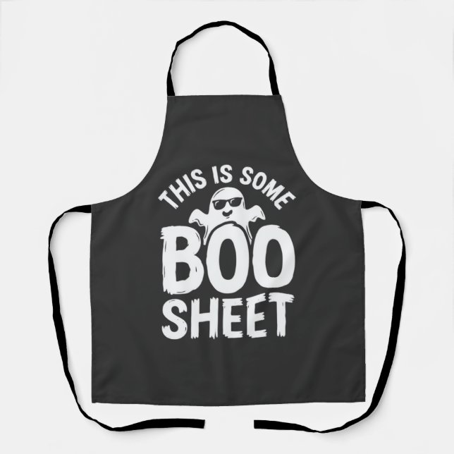 Tablier Drôle de feuille de Boo fantôme Halloween Design_1 (Recto)