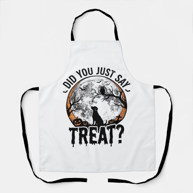 Tablier Drôle de friandise pour chien Halloween Design vec (Recto)