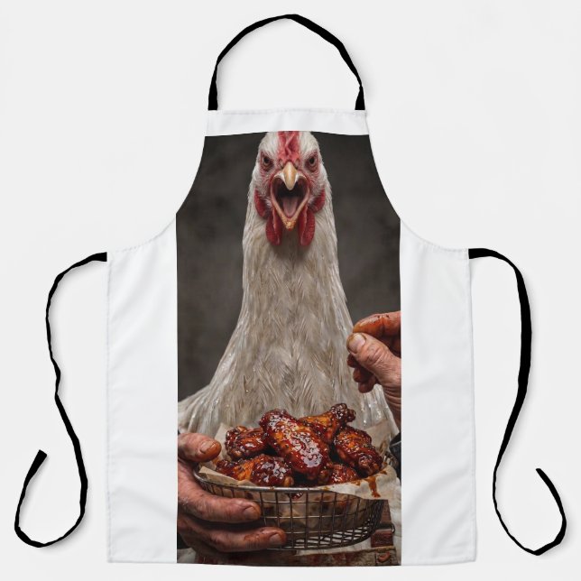 Tablier drôle de poulet en colère grillage BBQ imp (Recto)