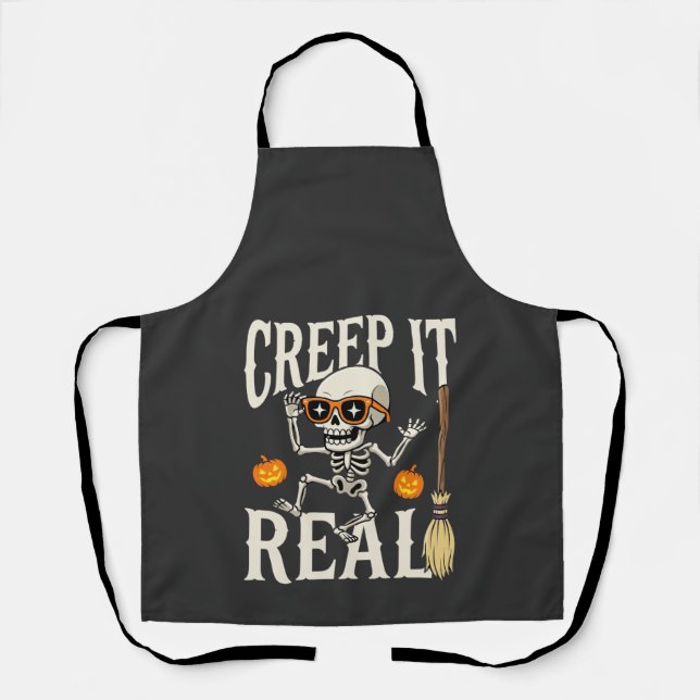 Tablier Drôle de squelette dansant Halloween Creep It Real (Recto)