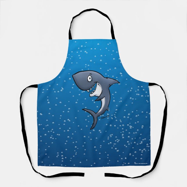 Tablier Drôle dessin animé de requin souriant (Recto)