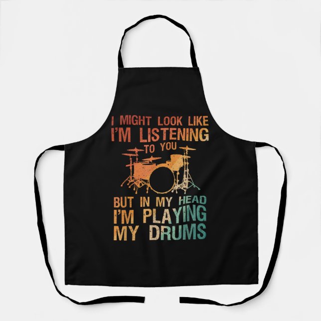 Tablier Drôle Drummer Art Pour Hommes Femmes Drum Player P (Recto)