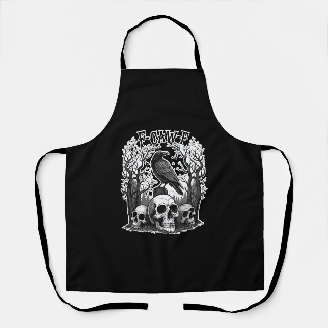 Tablier Drôle F Caw F Corbeau Halloween (Recto)