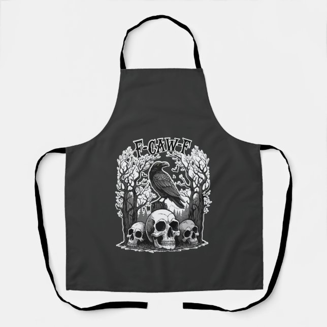 Tablier Drôle F Caw F Raven Halloween (Recto)