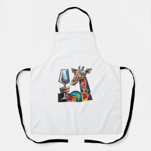 Tablier Drôle Giraffe Colorée Boire Vin Rouge Cubisme Ab