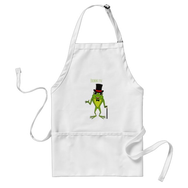 Tablier Drôle grenouille avec chapeau dessus dessin animé (Devant)