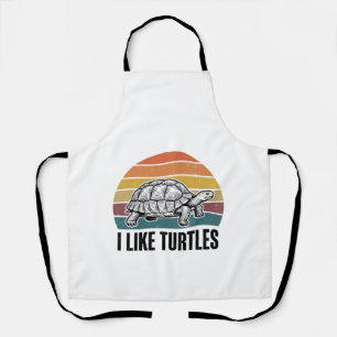 Tablier Drôle J'aime Tortues Vintage Gravure T-Shirt Des