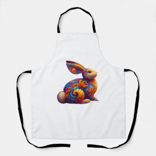 Tablier Drôle Lapin Coloré Lapin Fractal Frotté Cosmique U