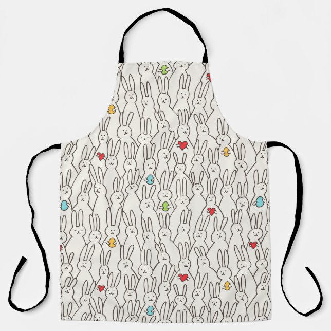 Tablier Drôle lapin cousu motif (Recto)