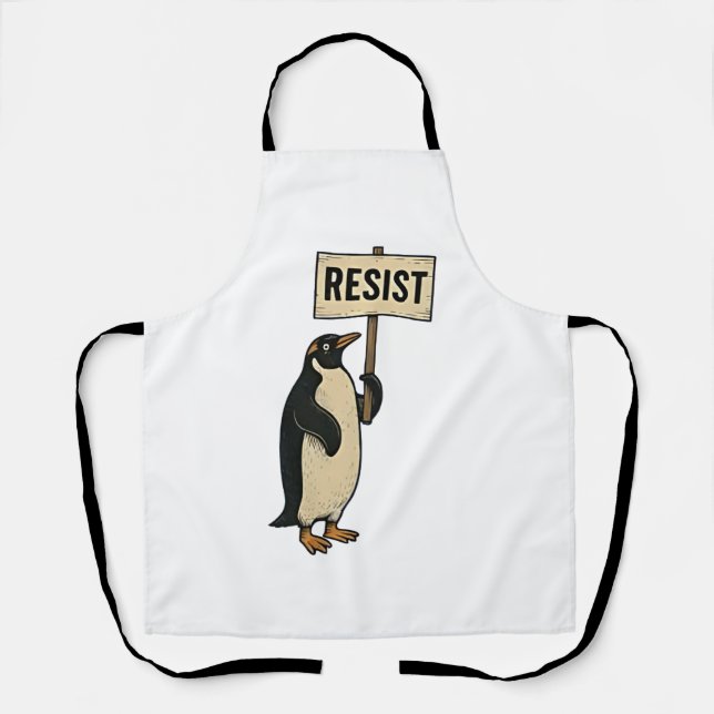 Tablier Drôle Penguin Résiste À La Manifestation Contre Le (Recto)