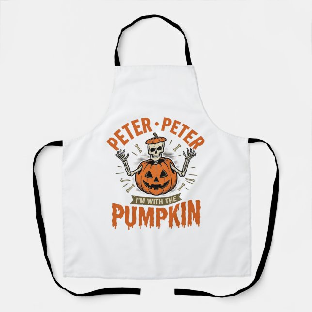 Tablier Drôle Peter Peter Citrouille Halloween Squelette C (Recto)